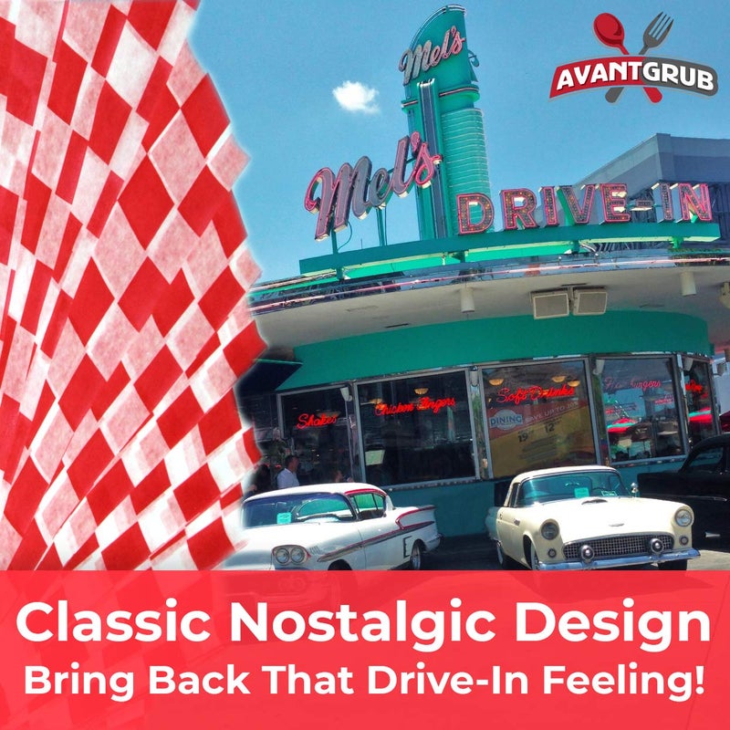 Avant Grub Extra Large, Grease Resistant Red Checkered Sandwich Liner 300 Sheet Pack. Microwave Safe 15x15 in Wax Paper Deli Wrap for Restaurants, Churches, BBQs, Concession Stands, School Carnivals, and Fairs. - Image 4